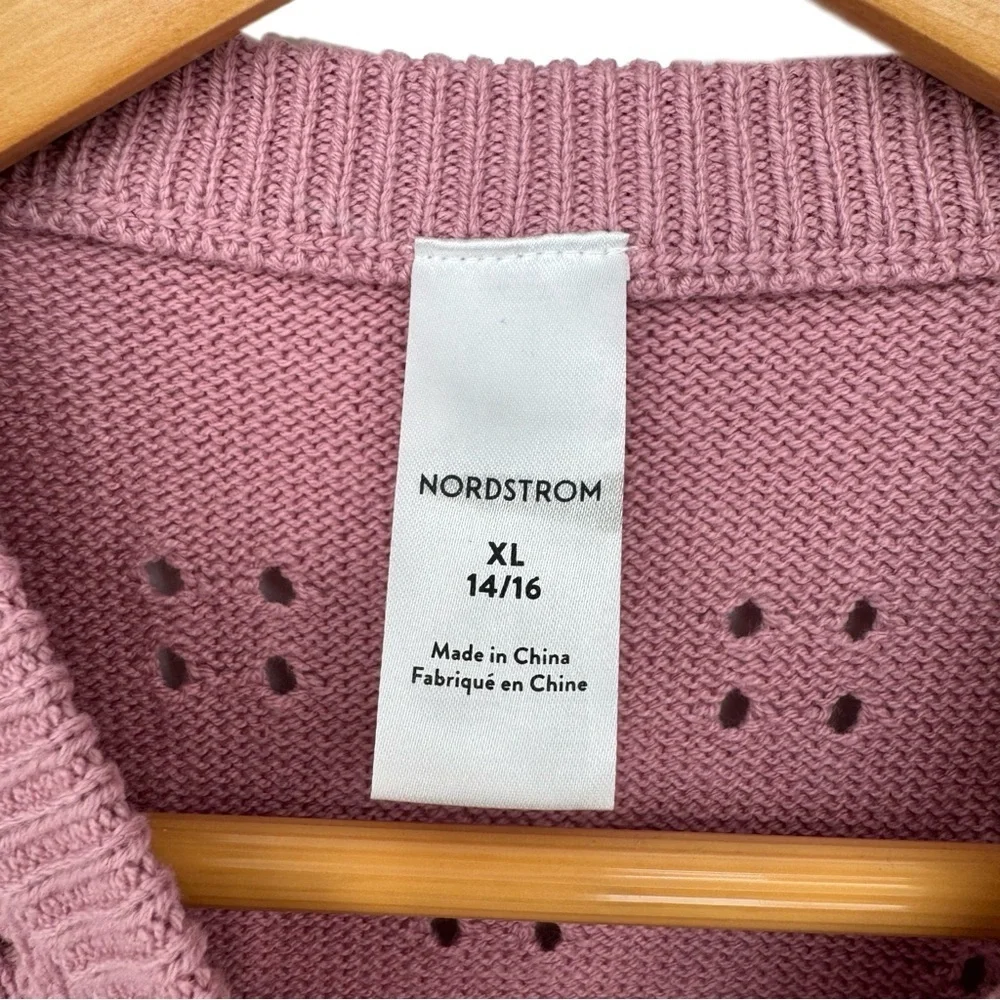 Nordstrom Girls’ Cotton Blend Sleeveless Knit Sweater Size XL‎ (14/16) Pink Prep